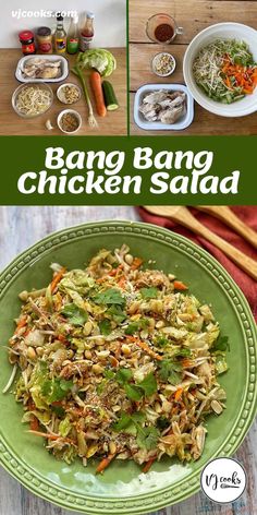 A fresh and flavoursome chicken salad made from shredded chicken and fresh veggies coated in a homemade Asian-style 'bang bang' dressing. A filling, yet light, dinner option. #vjcooks #winnerwinnerchickendinner #bangbang #salad