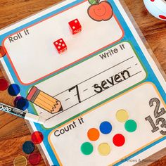 Roll It, Write It, Count It Printable Dice Game - Arrows And Applesauce Easy Math Games, Game Kindergarten, Homeschool Games, Shape Matching Game, Preschool Math Games, Easy Math, Intervention Specialist, Counting Practice, Creative Clips