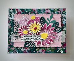 a birthday card with flowers and words on the front that says wishing you the brightest birthday