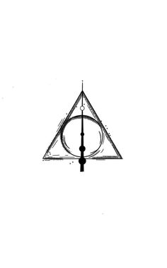 the deathly symbol for harry potter is drawn in black ink on a white background