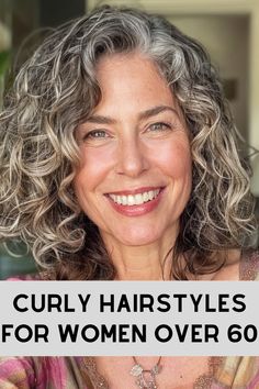 Curly Hairstyles for Women Over 60 >> Ombre is for everyone! And guess what? Curly hair can totally rock it too. For a touch of sophistication, opt for a subtle ombre shade that complements your natural curls. Click here to check out more curly hairstyles that will inspire women over 60 to embrace their natural texture. Curly Hairstyles Women, Curly Silver Hair, Long Layered Curly Hair, Medium Length Curls, Layered Curls, 50s Women