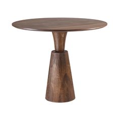 a wooden table with an oval top and two small round bases on the base,