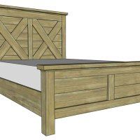 a wooden bed frame is shown in this drawing