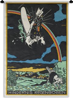 an advertisement for the hinddennis regnbogen album, with a rainbow in the background