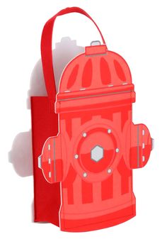 a red fire hydrant shaped card box with a handle on the front and side