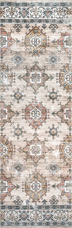 an area rug with various colors and patterns