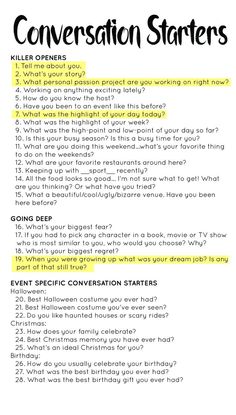 Social Questions Conversation Starters, To Get To Know Someone Questions, How To Make Convos Interesting, Morning Conversation Starters With Him, Conversation Starters New Friends, Conversation Starters For Work, Conversation Starters To Get To Know Someone, Relationship Starter Questions, Friendly Questions To Ask