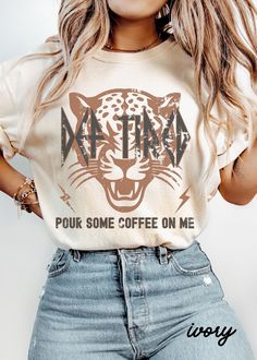 Perfect Tee for every coffee lover or mama to give you that oversized 90s Retro feel! UNISEX Comfort Colors T-SHIRT These Comfort Colors shirts are %100 cotton.  Regular Unisex cut and true to size but If you want to get an OVERSIZED look please size up 1-2 sizes!  These ultra soft garment dyed shirts are our best seller!  100% Cotton. Preshrunk, soft-washed, garment-dyed fabric Care Instructions: Best to wash inside out in cold water and tumble dry on low. Trendy Coffee Crew Neck Tops, Casual Coffee Tops With Letter Print, Casual Coffee Colored Top With Letter Print, Casual Coffee-colored Slogan Top, Casual Coffee-colored Tops With Letter Print, Casual Coffee-colored Top With Letter Print, Casual Coffee-colored Letter Print Tops, Trendy Coffee Relaxed Fit Top, Coffee Color Cotton Tops For Streetwear