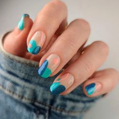 Turquoise Nail Designs, Turquoise Nails, May Nails, Modern Nails, Vacation Nails, Gradient Nails, Beach Nails