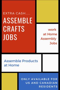 an advertisement with the words assemble crafts jobs and work at home assembly jobs on it