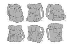 four different types of backpacks, one with straps and the other with shoulder straps