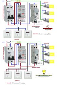 the wiring diagram for an electrical device, including two switches and one light switch box