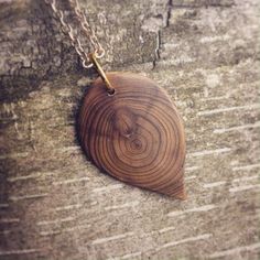 a wooden heart on a chain hanging from a tree