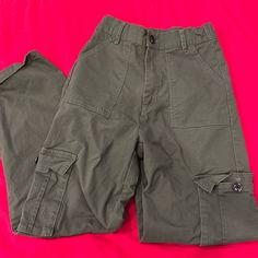 Brand New - Never Worn High Rise Green Casual Pants, Casual High Rise Green Pants, Green High Rise Pants With Pockets, Green High Rise Cargo Pants With Side Pockets, High Rise Green Cargo Pants With Side Pockets, High-rise Green Cargo Pants With Side Pockets, Amazon Casual Cotton Bottoms, Casual Amazon Bottoms With Pockets, Army Green Cargo Pants