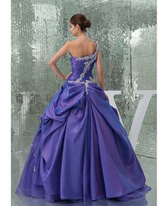 Shop best price beautiful lace one shoulder purple taffeta color wedding gown online. Free Shipping and Custom-made. Pro since 2009. One Shoulder Ball Gown, Wedding Gowns Online, Embroidery Beading, Purple Wedding Dress, White Wedding Gowns, Cute Wedding Dress, Color Wedding, Quince Dresses, Fall Wedding Dresses