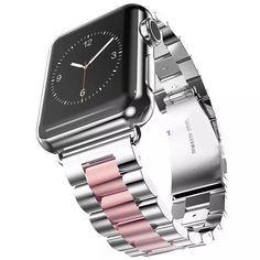 Fits Series 1-7, SE all versions High quality material: Crafted from top quality stainless steel (Type 304L) with exquisite craftsmanship and stylish design.Adopts unique double button folding clasp, firmly closed, and prevent loosen automatically, safe and beautiful. Easy installation: Easy to slide into your Apple watch in a few seconds. Band comes with refined steel connector on both ends, which locks onto apple watch band interface precisely and securely. Adjustable band length: Impressive w Apple Watch Stainless Steel, Fitbit Luxe, Apple Watch バンド, Apple Watch Sport, Apple Watch 42mm, Bracelet Apple Watch, Iwatch Apple, Apple Watch Accessories, Apple Watch 38mm