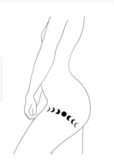 Moon Phase Knee Tattoo, Moon Phase Hip Tattoo, Phases Of The Moon Tattoo Thigh, Hip Tattoos Women Moon, Dark Feminine Back Tattoos, Moon Phase Leg Tattoo, Line Tattoo Thigh, Moon Phases Leg Tattoo, Moon Tattoo On Thigh