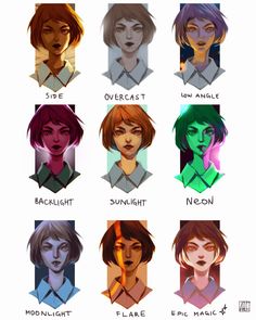 an image of different avatars from the video game overwatching them in various colors and sizes