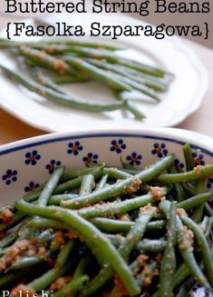 green beans with buttered string beans in a bowl