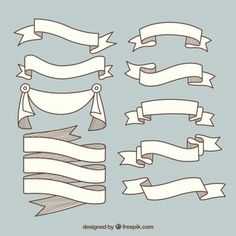 hand drawn ribbon banners and ribbons