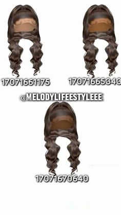 three different styles of wigs with long hair