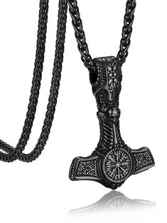 PRICES MAY VARY. ✦✦Viking Hammer Collection✦✦: This series includes four style hammer pendant necklaces, all design inspired from the thor's hammer in Viking Mythology. It is popular image but we did add something different on it and make it a stylish pendant. ✦✦Top Quality Material✦✦: The pendant basis and chain are made with 316L stainless steel, no inferior material as copper, no color-fading, durable and high stability, friendly to all skin types. ✦✦Cool Men Necklaces✦✦: An extraodinary beau Viking Hammer, Mens Pendant Necklace, Viking Mythology, Men Necklaces, Thor's Hammer Mjolnir, Mjolnir Pendant, Mens Necklace Pendant, Viking Pendant, Thor's Hammer