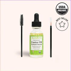 Give lashes and brows a boost with our nourishing oil serum. Our USDA Certified Organic Castor Oil Eyelash Serum is a natural source of fatty acids that helps moisturize the roots and nourish hair follicles for healthier, stronger, and fuller-looking lashes and brows. This 100% pure, cold-pressed castor oil serum is vegan and cruelty-free. Castor Oil Eyelashes, Lashes And Brows, Lash Growth, Organic Castor Oil, Mascara Brush, Eyelash Serum, Eyeliner Brush, For Lash, Nourishing Hair