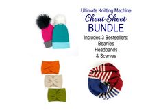 the ultimate knitting machine set includes 3 beanies, two scarfs and three scarves