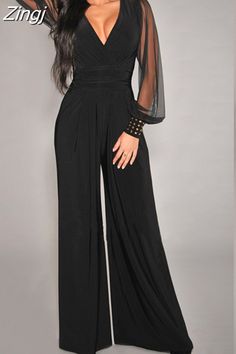 Shipping: Worldwide Express Shipping Available Delivery time: 🚚7-15Days Fast Shipping Returns: Fast refund,💯100% Money Back Guarantee. Black Jumpsuit Outfit, Black Jumpsuits, Womens Black Jumpsuit, Party Rompers, Woman In Black, Streetwear Clothes, Solid Color Pants, Jumpsuit Elegant, Party Kleidung