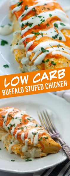 this low carb buffalo stuffed chicken is ready to be eaten and served for dinner