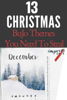 a christmas card with the words,'13 christmas bujo themes you need to steal december