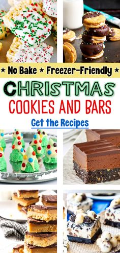 no bake christmas cookies and bars collage