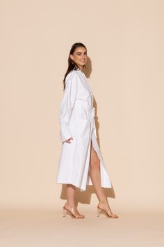 This luxurious Hotel single layer long robe in white is a must-have, whether lounging by the pool, relaxing at home, indulging in a spa day, or on vacation. The ultra-soft microfiber gives off ultra luxe vibes. Machine washable for ease of care. White Relaxed Fit Daywear Robe, Elegant White Lounging Robe, Elegant White Robe For Relaxation, Long White Robe For Daywear, White Long Robe For Daywear, White Spring Robe For Relaxation, Spring White Robe For Relaxation, Luxurious Hotel, On Vacation