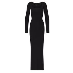 Soft Lounge Long Sleeve Dress - Onyx | SKIMS Long Slip Dress, Office Dresses For Women, Long Slip, Lounge Dress, Long Sleeve Sweater Dress, Ribbed Dresses, Long Sleeve Maxi, Knit Sweater Dress, Long Sleeve Maxi Dress