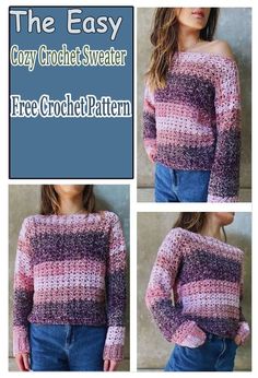 the easy cozy crochet sweater is made with free crochet pattern and instructions