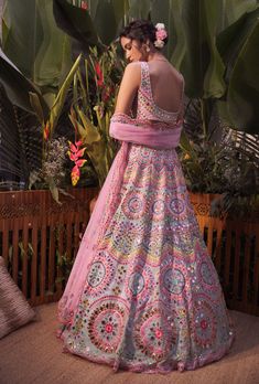 ANEESH Aneesh Agarwaal, Beautiful Gown Designs, Engagement Lehenga, Wedding Fits, Latest Bridal Lehenga, Organza Lehenga, Mirror Work Blouse, Blue Organza, Indian Outfits Lehenga