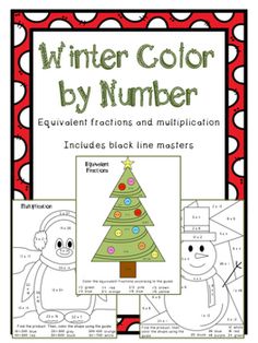 the winter color by number activity book for students to practice numbers and subtraction