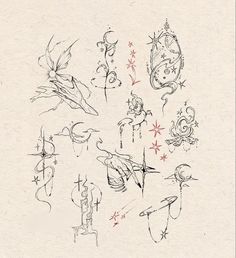 an image of various tattoos drawn on paper