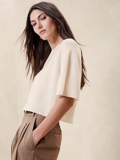 Luna Cropped Cashmere Sweater Polo | Banana Republic