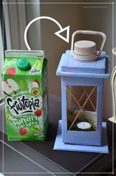 an image of a tea light holder next to a carton of yogurt