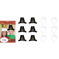 the children's witch hat kit includes 12 hats, one with a black top and six