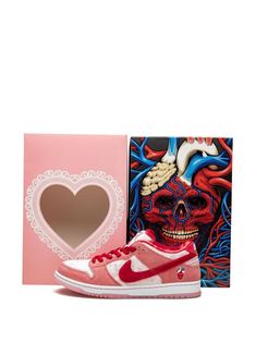 Find NIKE X Strangelove Skateboards Sb Dunk Low Special Box Sneakers on Editorialist. red/pink faux leather signature Swoosh logo detail round toe front lace-up fastening logo patch at the tongue embroidered logo to the rear branded insole rubber sole These styles are supplied by a premium sneaker marketplace. Stocking only the most sought-after footwear, they source and curate some of the most hard to find sneakers from around the world. Pink Low-top Skate Shoes For Skateboarding, Pink Sneakers With Red Sole For Streetwear, Nike Pink Sneakers With Red Sole, Pink Nike Sneakers With Red Sole, Pink High-top Skate Shoes For Skateboarding, Nike Skate Shoes With Red Sole For Skateboarding, Strangelove Dunk, Sb Dunk Low, Sb Dunk