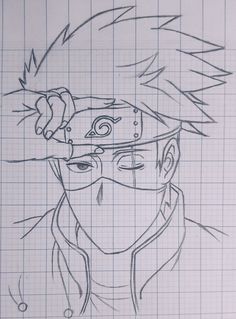 a drawing of a man with glasses and a hat on his head is drawn in graph paper