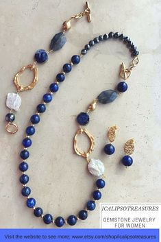 Pearls and lapis! Great combo Blue Jewelry Set, Gold Jewelry Gift, Lapis Lazuli Jewelry, Lapis Lazuli Gemstone, Blue Lapis Lazuli, Blue Lapis, Blue Jewelry, Stevie Nicks, Blue Necklace