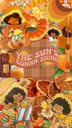 the sun's gone to shine is surrounded by oranges and other things that are on display