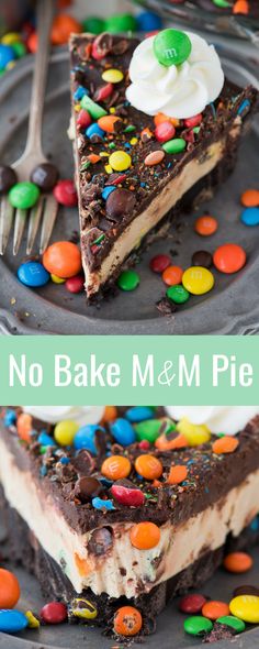 no bake m & m pie on a plate