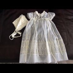 Baby Christening Vintage Dress And Bonnet 1950s. In Very Good Condition. Baby Christening Dress, Christening Dress, Baby Christening, Vintage Color, Vintage Dress, Vintage Colors, Christening, Vintage Dresses, Kids Shop