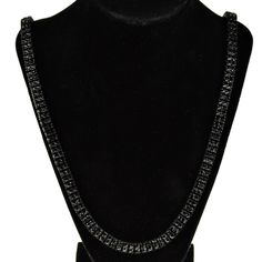 Pharaoh two row hip hop chain necklace. Bling chain measures 30" x 8MM wide. Black plated finish over base metal. Stylish box clasp closure to lock your chain. Chain has some weight to it at 105 grams. Features 300+ black stones for a stunning piece that shines bright. Enjoy 100% FREE SHIPPING in the USA. Hip Hop Chains, Black Stones, Tennis Chain, Box Clasp, Black Plates, Hip Hop Jewelry, Black Stone, Base Metal, The Row