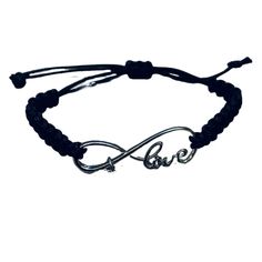 BRACELET -Braided Cords Weaved together with Silver Plated Infinity Charm. Add your favorite charms to make it a custom gift. ADJUSTABLE SIZING: No need to worry about picking the correct size.This bracelet is a one size fits all with and adjustable slip knot closure. Click Add To Cart and get yours today! Black Braided Bracelets With Stainless Steel Clasp As Gift, Black Resizable Spiritual Braided Bracelet, Luxury Black Adjustable Braided Bracelet, Heart-shaped Bracelets With Adjustable Cord As Gift, Adjustable Black Hand-strung Braided Bracelet, Crystal Belt, Slip Knot, Infinity Love, Golden Crown