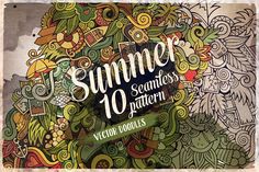 a poster with the words summer 10 seams pattern in front of an artistic background